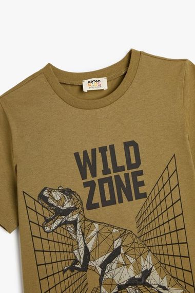 Футболка для хлопчиків Koton з динозаврами, короткий рукав, круглий виріз, 100% бавовна, зелена, для 4-5, 6-7, 11-12 років - фото 3