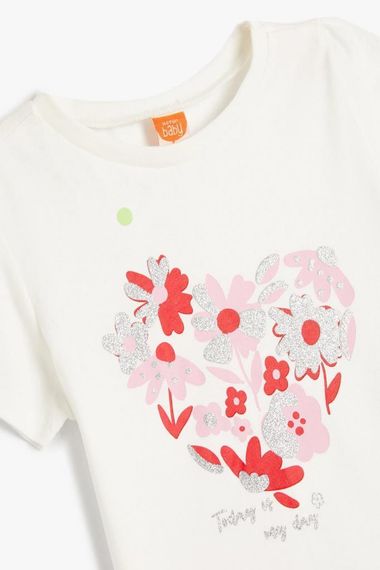 Koton Baby Girl Floral Printed Short Sleeve T-Shirt Cotton - photo 3