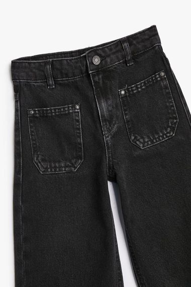 Koton Kız Çocuk İspanyol Paça Kot Pantolon Cep Detaylı Normal Bel - Flare Jean - fotoğraf 3