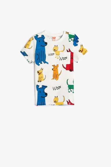 Koton Baby Boy T-Shirt Crew Neck Short Sleeve Dog Printed Pocket Cotton - photo 1
