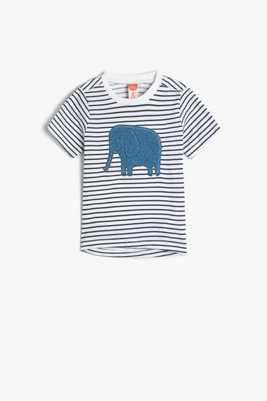 Koton Erkek Bebek Tişört Kısa Kollu Bisiklet Yaka Fil Baskılı Pamuklu - fotoğraf 1