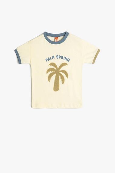 Koton Baby Boy Palm Tree T-Shirt Short Sleeve Crew Neck Cotton - photo 1