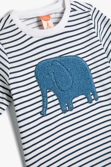 Koton Erkek Bebek Tişört Kısa Kollu Bisiklet Yaka Fil Baskılı Pamuklu - fotoğraf 3