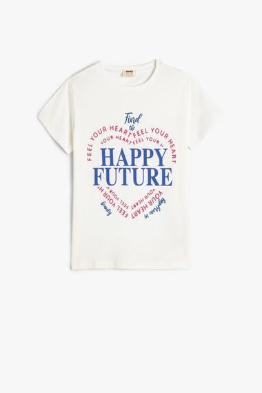 Koton Girls' T-Shirt Slogan Printed Short Sleeve Crew Neck Cotton - photo 1