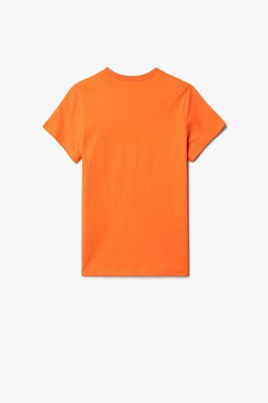 Boys' Short Sleeve Cotton T-Shirt with Leaf Print, Orange, Size 5-6 Years, Stylish and Comfortable for Play - photo 2