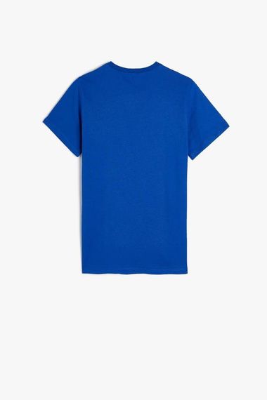 Короткая футболка для мальчиков Koton с колледжным принтом, круглый вырез, 100% хлопок, доступна в синем цвете, размеры 4-5, 9-10, 11-12 лет - фото 2