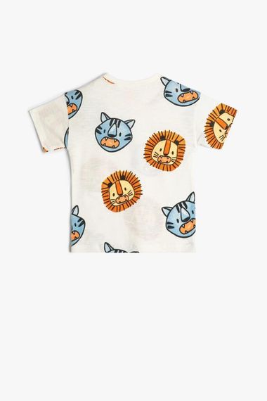 Футболка для хлопчиків Koton з коротким рукавом, круглим вирізом, з принтом тварин, 100% бавовна, комфортна та безпечна для дитини - фото 2
