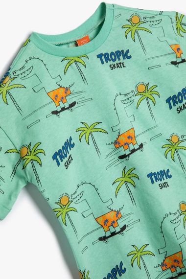 Koton Baby Boy T-Shirt Dinosaur Printed Short Sleeve Crew Neck Cotton - photo 3