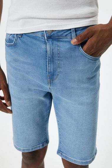 Koton Kot Şort Bermuda Slim Fit Düğmeli Cep Detaylı - fotoğraf 5