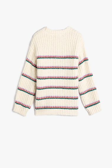 Koton Kız Çocuk Örme Kazak Uzun Kollu Yuvarlak Yaka Fitilli - fotoğraf 1