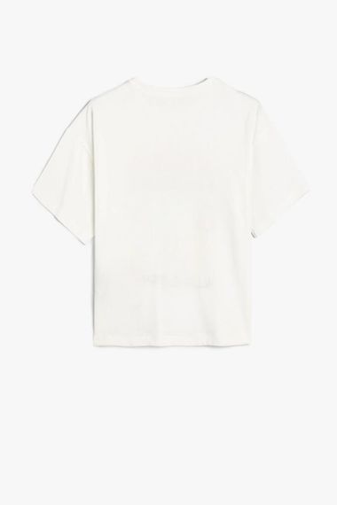 Футболка для дівчаток Koton з коротким рукавом, круглим вирізом, графітичним принтом, 100% бавовна, комфортна та стильна для кожного дня - фото 2