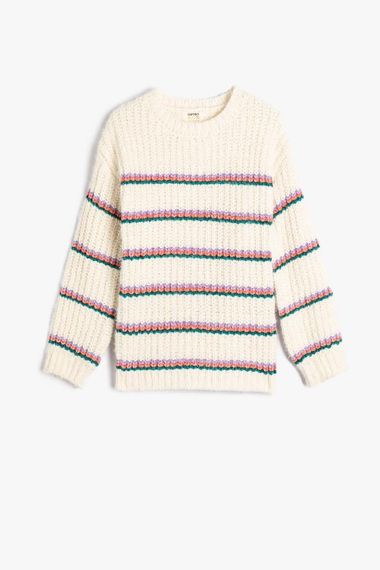 Koton Kız Çocuk Örme Kazak Uzun Kollu Yuvarlak Yaka Fitilli - fotoğraf 2