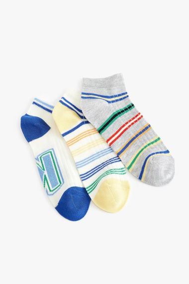 Набор носок Koton для мальчиков, 3 штуки, разноцветные, полосатые, 59% хлопок, 40% полиэстер, 1% эластан, для возраста 5-6 лет - фото 1