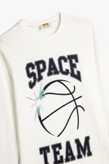 Koton Boy's T-Shirt Long Sleeve Crew Neck Basketball Themed Cotton - photo 3