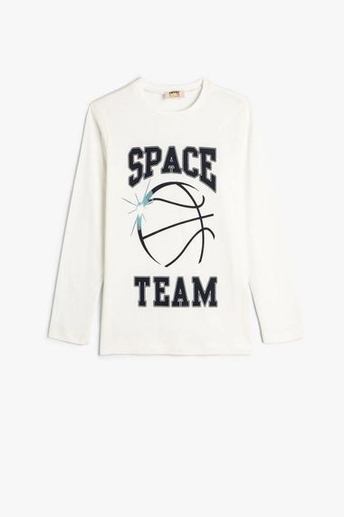 Koton Boy's T-Shirt Long Sleeve Crew Neck Basketball Themed Cotton - photo 1