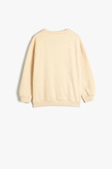 Koton Kız Bebek Dinozorlu Sweatshirt Bisiklet Yaka Uzun Kollu Şardonlu Pamuklu - fotoğraf 2