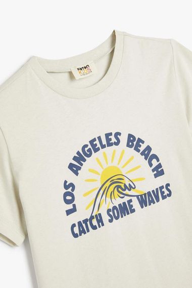 Koton Erkek Çocuk Tişört Kısa Kollu Bisiklet Yaka Şehir Baskılı Pamuklu - fotoğraf 3