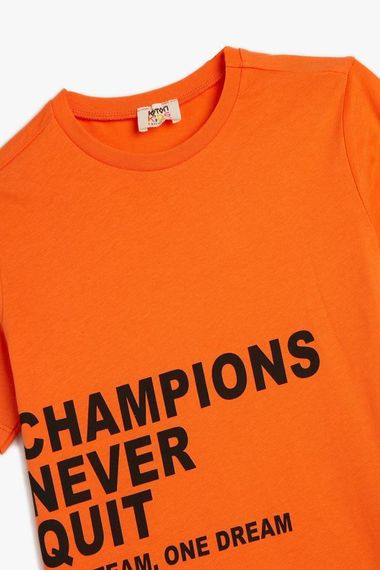 Koton Erkek Çocuk Tişört Kısa Kollu Slogan Baskılı Pamuklu - fotoğraf 3