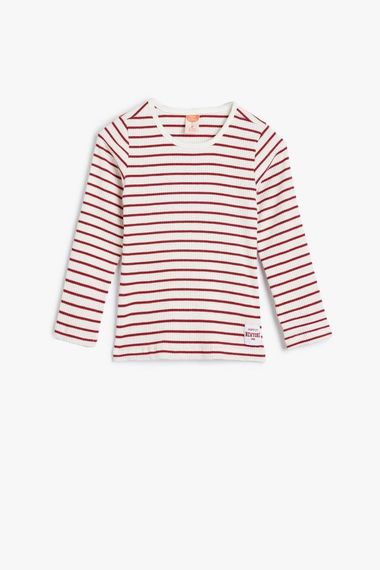 Koton Kız Bebek Uzun Kollu Tişört Yuvarlak Yaka Ribanalı - fotoğraf 1