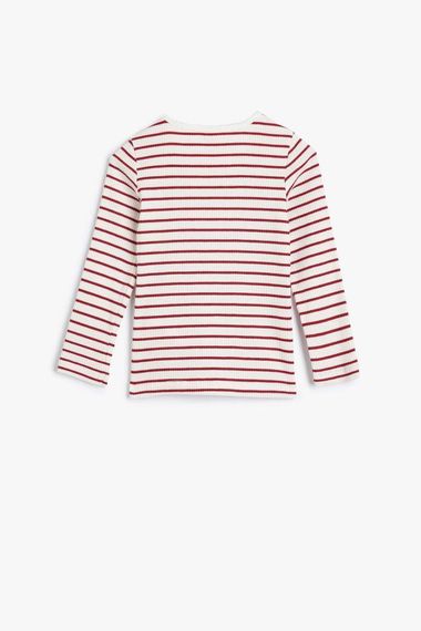 Koton Kız Bebek Uzun Kollu Tişört Yuvarlak Yaka Ribanalı - fotoğraf 2