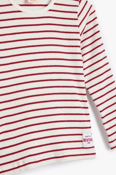 Koton Kız Bebek Uzun Kollu Tişört Yuvarlak Yaka Ribanalı - fotoğraf 3