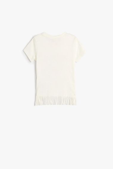 Koton Kız Bebek Püsküllü Tişört Kız Çocuk Baskılı Kısa Kollu - fotoğraf 2