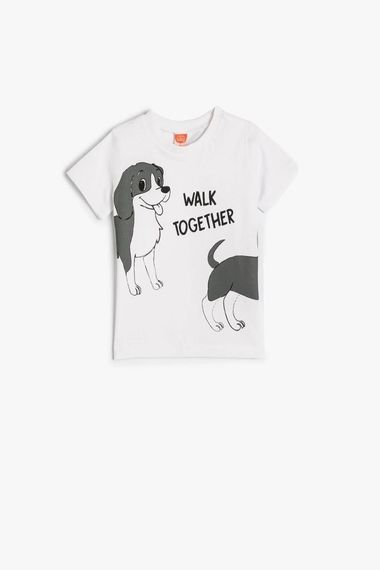 Koton Baby Boy T-Shirt Short Sleeve Dog Printed Crew Neck Cotton - photo 1