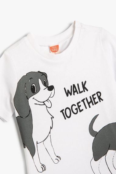 Koton Baby Boy T-Shirt Short Sleeve Dog Printed Crew Neck Cotton - photo 3