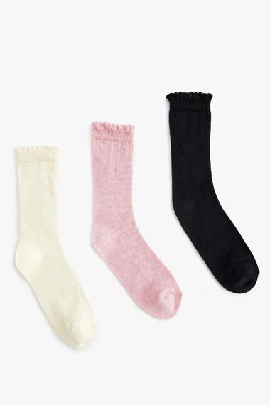 Koton Kız Çocuk Çorap Seti Basic Dokulu 3’lü Çok Renkli - fotoğraf 2