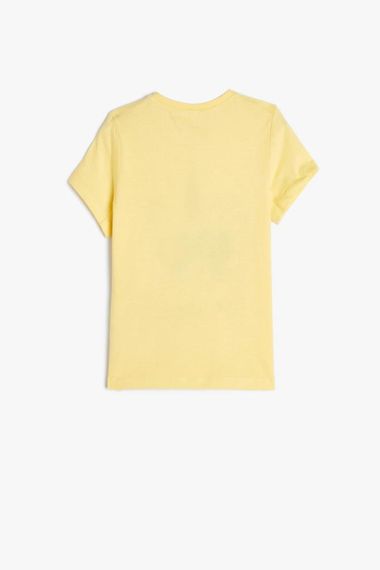 Koton Kız Çocuk Kedili Tişört Kısa Kollu Bisiklet Yaka Pamuklu - fotoğraf 2