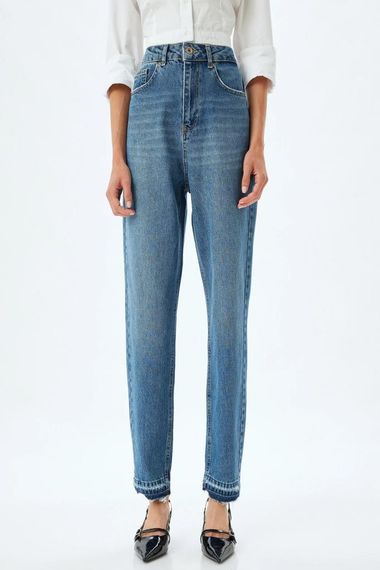 Джинси Mom Fit з нормальною талією, короткими штанинами, 100% бавовна, стильні та комфортні, колір індіго - фото 3