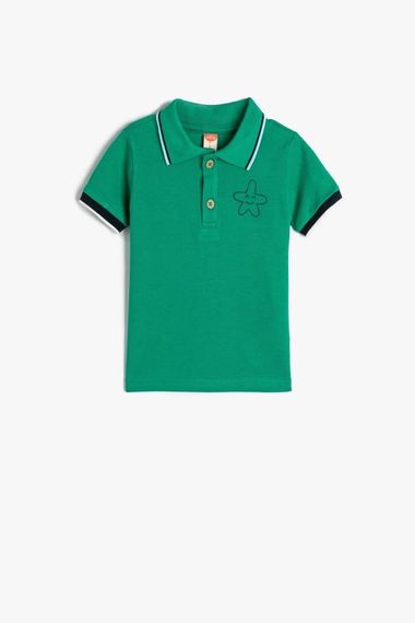 Koton Baby Boy Polo Neck T-Shirt Star Embroidered Buttoned Short Sleeve Cotton - photo 1