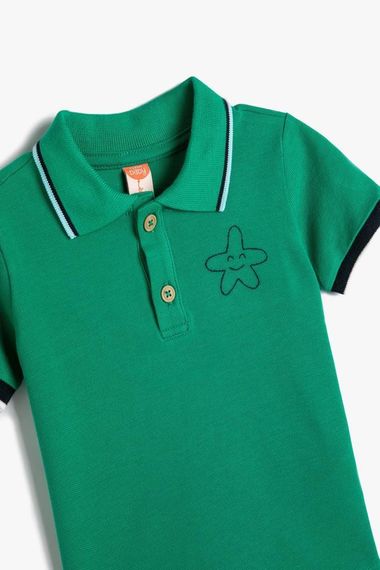 Koton Baby Boy Polo Neck T-Shirt Star Embroidered Buttoned Short Sleeve Cotton - photo 3