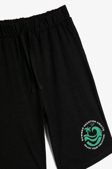 Шорты для мальчиков Koton из 100% хлопка с карманами и завязками, черного цвета, комфортные для активного отдыха и игр - фото 3