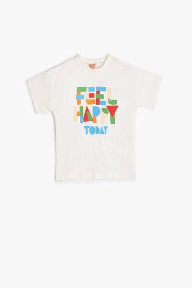 تي شيرت كوتون بيبي بوي قطن بأكمام قصيرة وطبعة شعار - صورة 1