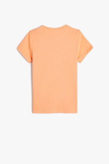 Koton Kız Çocuk Tişört Yaz Temalı Kısa Kollu Bisiklet Yaka Pamuklu - fotoğraf 2