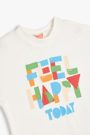 تي شيرت كوتون بيبي بوي قطن بأكمام قصيرة وطبعة شعار - صورة 3