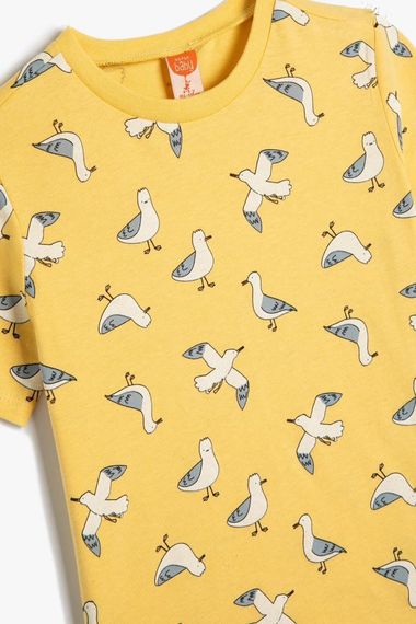 Koton Erkek Bebek Tişört Kuş Baskılı Kısa Kollu Bisiklet Yaka Pamuklu - photo 3