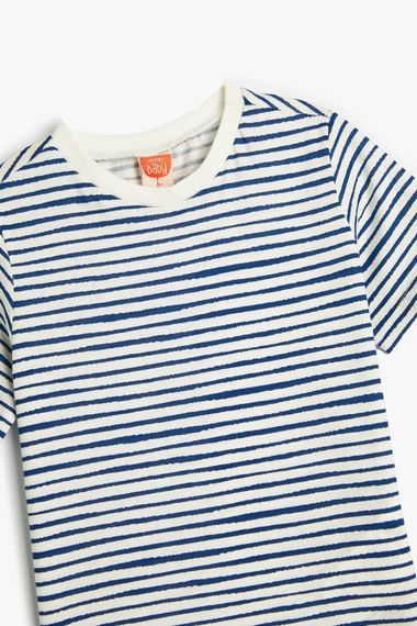 Футболка Котон для хлопчиків, короткий рукав, круглий виріз, бавовняна, без шкідливих барвників, для дітей від 12 до 36 місяців, колір еcru - фото 3