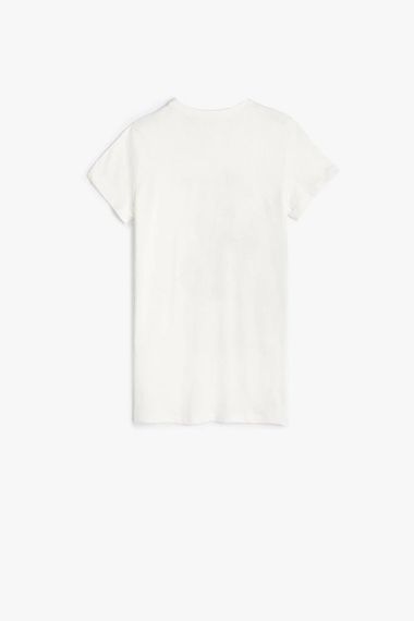 Футболка для дівчаток Koton, короткий рукав, котячий принт з пайєтками, колір екру, 100% бавовна, розміри 7-8 та 9-10 років - фото 2