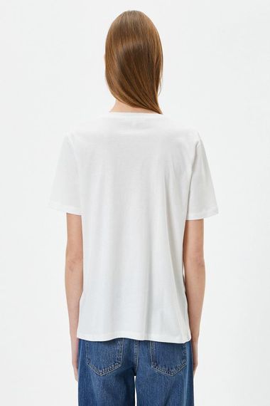 Koton Baskılı Tişört Kısa Kollu V Yaka Pamuklu - photo 4