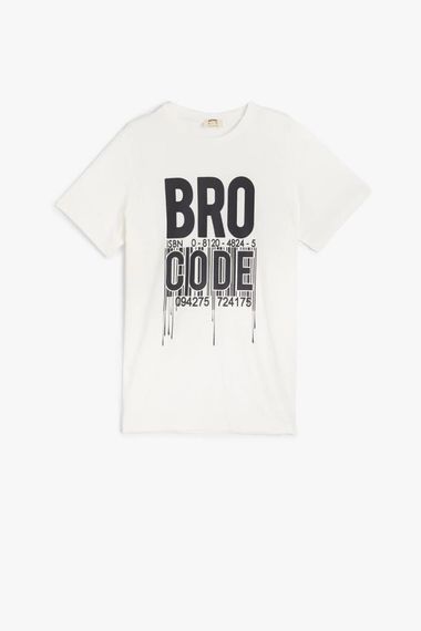 Футболка для хлопчиків Koton з коротким рукавом, велосипедним вирізом і слоганом, 100% бавовна, стильний дизайн для комфортного носіння - фото 1