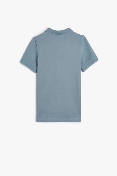 Футболка-поло для хлопчиків з коротким рукавом та деталями на ґудзиках, 100% бавовна, синя, розміри 4-5, 5-6, 9-10, 11-12 років - фото 2