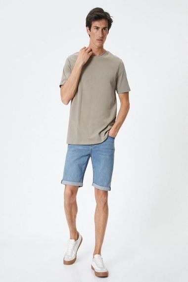 Стильні джинсові шорти Slim Fit з кишенями та гудзиками, індиго, ідеально підходять для щоденного використання - фото 1