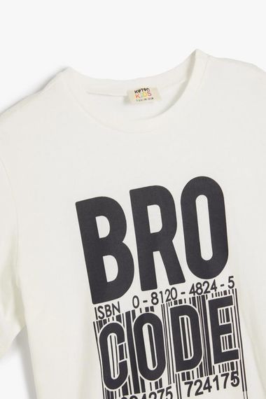 Футболка для хлопчиків Koton з коротким рукавом, велосипедним вирізом і слоганом, 100% бавовна, стильний дизайн для комфортного носіння - фото 3