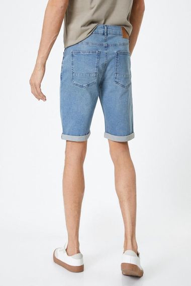 Стильні джинсові шорти Slim Fit з кишенями та гудзиками, індиго, ідеально підходять для щоденного використання - фото 4
