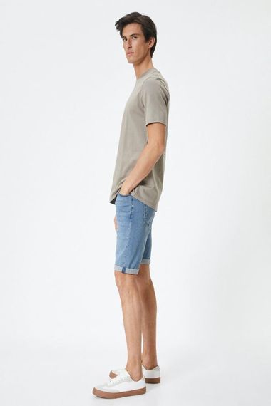 Стильні джинсові шорти Slim Fit з кишенями та гудзиками, індиго, ідеально підходять для щоденного використання - фото 2