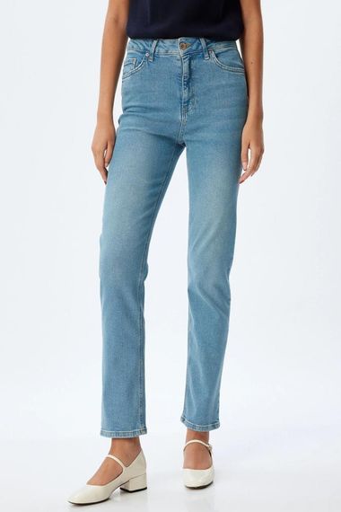 Сині джинси Koton Slim Fit з високою талією та нормальним кроєм, бавовна, 5 розмірів, з кишенями - фото 3