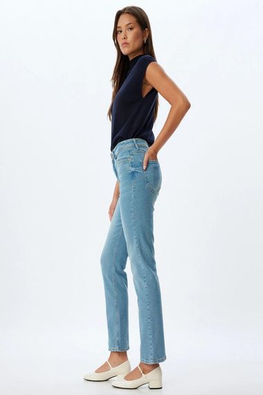 Сині джинси Koton Slim Fit з високою талією та нормальним кроєм, бавовна, 5 розмірів, з кишенями - фото 2