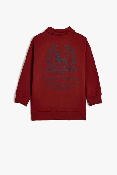 Koton Erkek Çocuk Oversize Polo Sweatshirt Uzun Kollu İşleme Detaylı Düğmeli - fotoğraf 2